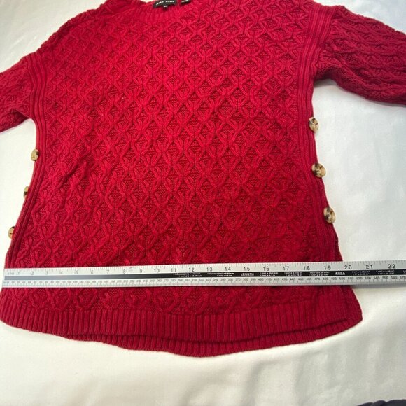 Jeanne Pierre Sweater Cable Knit Button-Side 100% Cotton Red Women's Size US XL - Picture 7 of 10